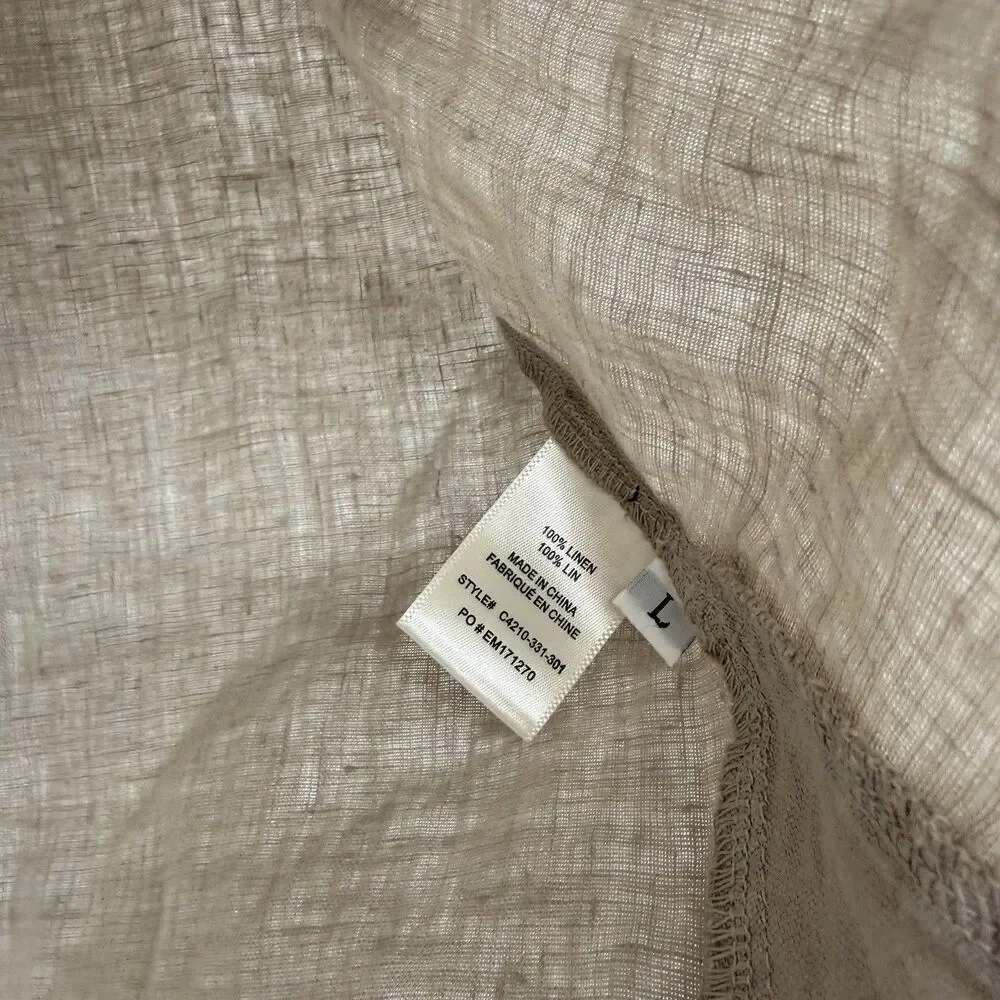 Cloth & Stone Taupe Tan Linen Collared Tank Top Sleeveless Size Large Boho - Picture 9 of 9